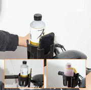 自転車 ボトルゲージ スマホホルダー 一体型 ドリンクホルダー 水筒ホルダー 飲料水 ペットボトル 缶ジュース スマホ 360度回転 サイクリング コンパクト 黒