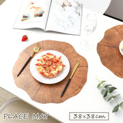 ランチョンマット プレイスマット プレートマット 38cm 撥水 洗える 敷物 ウッド 木風 切り株風 自然 癒し おしゃれ 木目調 食卓 ランチクロス