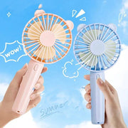 ハンディファン ミニ扇風機 ポータブルハンディファン USB充電 充電式 ケーブル付き 手持ち 自立 小型 屋内 屋外 耳 かわいい 3段階調整 リチウム