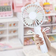 ハンディファン ミニ扇風機 ポータブルハンディファン USB充電 充電式 ケーブル付き 手持ち 自立 小型 屋内 屋外 耳 かわいい 3段階調整 リチウム