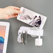 スマホホルダー スマホスタンド 2個セット 壁掛け ウォールラック 充電スタンド フック付き ケーブル収納 小物 コード スッキリ 動画鑑賞