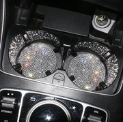 カップホルダー コースター 車用 ２個セット デコレーション カー用品 カップマット 車用アクセサリー ラインストーン キラキラ ドリンクマット ソフト やわらかい 華やか 厚手 丸 サークル おしゃれ カスタマイズ 白 黒 青 ピンク 赤 緑