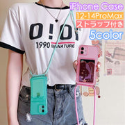 iPhoneケース スマホケース クリアケース ストラップ付き 肩掛け 斜め掛け 首掛け カードポケット 保護 傷防止 汚れ防止 透明 クリア シンプル お洒落 レディース メンズ iPhoneカバー スマホカバー スマートフォンケース アイフォンケース プチギフト 贈り物