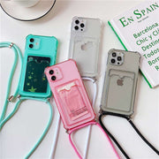 iPhoneケース スマホケース クリアケース ストラップ付き 肩掛け 斜め掛け 首掛け カードポケット 保護 傷防止 汚れ防止 透明 クリア シンプル お洒落 レディース メンズ iPhoneカバー スマホカバー スマートフォンケース アイフォンケース プチギフト 贈り物