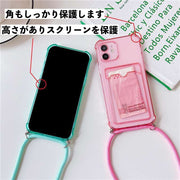 iPhoneケース スマホケース クリアケース ストラップ付き 肩掛け 斜め掛け 首掛け カードポケット 保護 傷防止 汚れ防止 透明 クリア シンプル お洒落 レディース メンズ iPhoneカバー スマホカバー スマートフォンケース アイフォンケース プチギフト 贈り物
