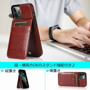 スマホケース iPhoneケース カバー 背面保護 カード収納 ポケット カード入れ スタンド機能付き 耐衝撃 傷防止 レザー調 落下しにくい 縦置き 横置き 12ProMax 12Pro 12mini 11ProMax 11Pro XSMax XS XR 7plus 8plus SE 6plus Galaxy Note 20Ultra 10plus A90 シンプル おしゃれ