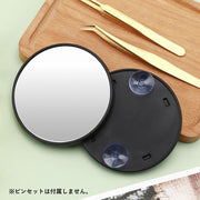 拡大鏡 卓上ミラー 吸盤付き 5倍 10倍 15倍 丸型 円形 9cm 化粧鏡 手鏡 スキンケア アイメイク 毛穴 毛抜き 化粧直し つけまつげ 便利