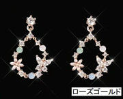 ピアス レディース アクセサリー ラインストーン ティアドロップ 揺れる フェミニン ガーリー エレガント かわいい おしゃれ きれいめ フラワー
