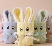 ミニフェイスタオル 25×50cm 単品 1個 うさぎ ウサギ リボン ギフト プレゼント 贈り物 プチギフト 景品 お返し 挨拶 おしゃれ かわいい アニマル かわいい 日用品 洗面 洗顔 バス用品 キッチン用品 手洗い 手拭き 女の子 キッズ 入園 入学 保育園 幼稚園