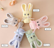 ミニフェイスタオル 25×50cm 単品 1個 うさぎ ウサギ リボン ギフト プレゼント 贈り物 プチギフト 景品 お返し 挨拶 おしゃれ かわいい アニマル かわいい 日用品 洗面 洗顔 バス用品 キッチン用品 手洗い 手拭き 女の子 キッズ 入園 入学 保育園 幼稚園