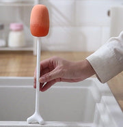 グラス用スポンジ 柄付き キッチン用品 自立式 ロング 長い コップ ボトル 水筒 ワイングラス 洗浄 清掃 洗う おしゃれ