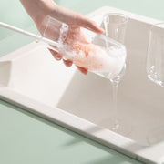 グラス用スポンジ 柄付き キッチン用品 自立式 ロング 長い コップ ボトル 水筒 ワイングラス 洗浄 清掃 洗う おしゃれ