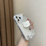 iPhoneケース アイフォンケース スマホカバー クリア 透明 透け感 クマ くま ハンドストラップ おしゃれ かわいい 背面保護 傷防止 大人女子 レディース スマートフォンケース アイフォーン用 iPhone14 女性用