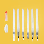 水筆ペン ウォーターブラシ 6本セット 絵筆 画筆 丸筆 平筆 細筆 中筆 太筆 画材 文具 水彩画 スケッチ 水書 絵画 多目的