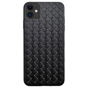 iPhoneカバー iPhoneケース スマホカバー ブラック レッド 編み込み模様 背面カバー 傷防止 汚れ防止 柔らかい