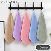 キッチンクロス 布巾 ふきん 台拭き 手拭き ハンドタオル キッチン雑貨 スクエア 正方形 ループ付き ループなし 無地 総柄 ジグザグ 波模様 ウェーブ ピンク ブルー グレー シンプル カジュアル かわいい キュート キッチン 台所 洗面台 バスルーム