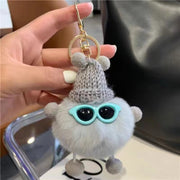 キーホルダー フェイクファー バッグチャーム ふわふわ もこもこ ポンポン 人形 サングラス レディース 女性 女の子 お洒落 可愛い ユニーク 面白い ファーチャーム ギフト プレゼント 贈り物 キーチャーム キッズ 子供 子ども こども