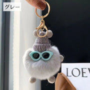 キーホルダー フェイクファー バッグチャーム ふわふわ もこもこ ポンポン 人形 サングラス レディース 女性 女の子 お洒落 可愛い ユニーク 面白い ファーチャーム ギフト プレゼント 贈り物 キーチャーム キッズ 子供 子ども こども