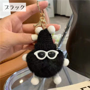 キーホルダー フェイクファー バッグチャーム ふわふわ もこもこ ポンポン 人形 サングラス レディース 女性 女の子 お洒落 可愛い ユニーク 面白い ファーチャーム ギフト プレゼント 贈り物 キーチャーム キッズ 子供 子ども こども