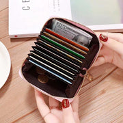 カードケース カードホルダー レディース 女性 婦人 じゃばら式 ミニ財布 コンパクト カード入れ フェイクレザー お札入れ 小銭入れ 9枚収納 レザー調 ブラック 黒 ファスナー かわいい おしゃれ