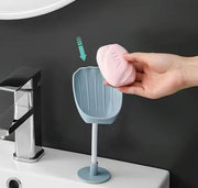 ソープディッシュ 石鹸置き ソープトレイ トレー 石鹸ホルダー せっけん 水切り 排水性 便利 おしゃれ スポンジ置き スポンジホルダー 足つき 壁面設置可能 曲がる 洗面所 お風呂場 バスルーム キッチン 台所