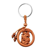 キーホルダー 単品 キーチェーン 干支 十二支 立体 木彫り 彫刻 木製 装飾品 飾り ギフト 贈り物 コレクション ネズミ ウシ トラ ウサギ ドラゴン 可愛い