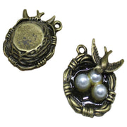 アクセサリーパーツ 2個セット チャーム 小鳥の巣 フェイクパールの卵 ハンドメイド DIY ピアス イアリング ネックレス ストラップ ペンダントトップ ハンドメイドパーツ パール調 可愛い
