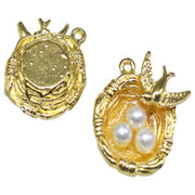 アクセサリーパーツ 2個セット チャーム 小鳥の巣 フェイクパールの卵 ハンドメイド DIY ピアス イアリング ネックレス ストラップ ペンダントトップ ハンドメイドパーツ パール調 可愛い