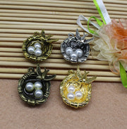 アクセサリーパーツ 2個セット チャーム 小鳥の巣 フェイクパールの卵 ハンドメイド DIY ピアス イアリング ネックレス ストラップ ペンダントトップ ハンドメイドパーツ パール調 可愛い