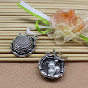 アクセサリーパーツ 2個セット チャーム 小鳥の巣 フェイクパールの卵 ハンドメイド DIY ピアス イアリング ネックレス ストラップ ペンダントトップ ハンドメイドパーツ パール調 可愛い