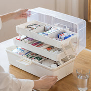 救急箱 収納ボックス 工具箱 収納箱 薬箱 大容量 3段式 折りたたみ 多用途 コンパクト 省スペース 持ち手付き 仕切り付き 取り出しやすい 薬入れ 小物入れ 工具入れ 応急処置 持ち運びに便利 家庭用 車載用 中が見える 化粧品入れ 文房具入れ 整理整頓 事務所 病院 アウトドア 家庭用 便利グッズ シンプル 定番 灰 緑 白 青