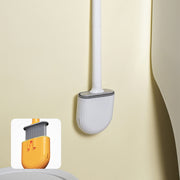 トイレブラシ 掃除ブラシ ケース付き トイレ用品 ソフト 柔らかい 粘着式 排水 壁掛け 柄付き ブラシ立て 掃除 清潔 クリーン 洗う かわいい おしゃれ
