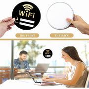 WiFi Wi-Fi サインプレート アクリル製ボード 看板 標識 ステッカー 壁掛け パスワード記入 円型 丸型 店舗 カフェ