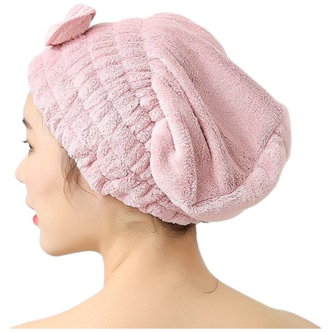 タオルキャップ ヘアキャップ ヘアターバン レディース マイクロファイバー ヘアドライ 吸水 速乾 ふわふわ 柔らかい リボン 可愛い