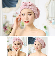 タオルキャップ ヘアキャップ ヘアターバン レディース マイクロファイバー ヘアドライ 吸水 速乾 ふわふわ 柔らかい リボン 可愛い