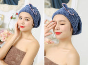 タオルキャップ ヘアキャップ ヘアターバン レディース マイクロファイバー ヘアドライ 吸水 速乾 ふわふわ 柔らかい リボン 可愛い