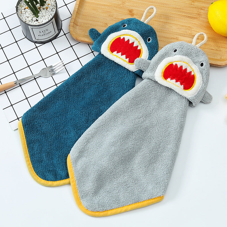 ループ付きタオル 子供用 キッズ ベビー ハンドタオル サメ 商品画像2