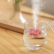 USB加湿器 水に浮かべる フラワー型 花 ミニ加湿器 ポータブル ハンディ 加湿器 乾燥対策 軽量 コンパクト 静音 簡単 コップ カップ グラス 癒し 可愛い リチウム