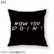 クッションカバー 座布団カバー 枕カバー ピローケース インテリア雑貨 寝具 45×45cm プリント 英字ロゴ 正方形 四角 スクエア 角型 模様替え ファスナー 英語 ブラック ユニーク
