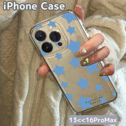 iPhoneケース iPhoneカバー スマホケース スマホカバー スター 星 ブルー クリア 半透明 透け感 背面保護 傷防止 汚れ防止 おしゃれ スマートフォン アイフォン かわいい