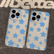 iPhoneケース iPhoneカバー スマホケース スマホカバー スター 星 ブルー クリア 半透明 透け感 背面保護 傷防止 汚れ防止 おしゃれ スマートフォン アイフォン かわいい