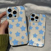 iPhoneケース iPhoneカバー スマホケース スマホカバー スター 星 ブルー クリア 半透明 透け感 背面保護 傷防止 汚れ防止 おしゃれ スマートフォン アイフォン かわいい