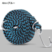 荷台用ゴム紐 長さ4m DIY 工具 フック付き ゴムロープ ゴムバンド 固定ひも 荷締めベルト 伸縮 自転車 台車 バイク トラック 引っ越し 荷作り 便利 ブラック レッド ブルー イエロー 黒 赤 青 黄色