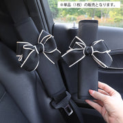 シートベルトカバー 単品 シートベルトパッド クッション リボン 千鳥格子 カー用品 便利グッズ 面ファスナー 簡単装着 擦れ軽減 ショルダーパッド おしゃれ かわいい 自動車 カーアクセサリー 雑貨