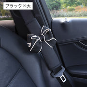 シートベルトカバー 単品 シートベルトパッド クッション リボン 千鳥格子 カー用品 便利グッズ 面ファスナー 簡単装着 擦れ軽減 ショルダーパッド おしゃれ かわいい 自動車 カーアクセサリー 雑貨
