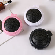 ヘアブラシ コーム コンパクトミラー レディース 女性 ファッション雑貨 生活雑貨 小さめ 手のひらサイズ コンパクトサイズ 折り畳み式 鏡付き 丸形 ラウンド 無地 ホワイト ピンク 可愛い キュート シンプル
