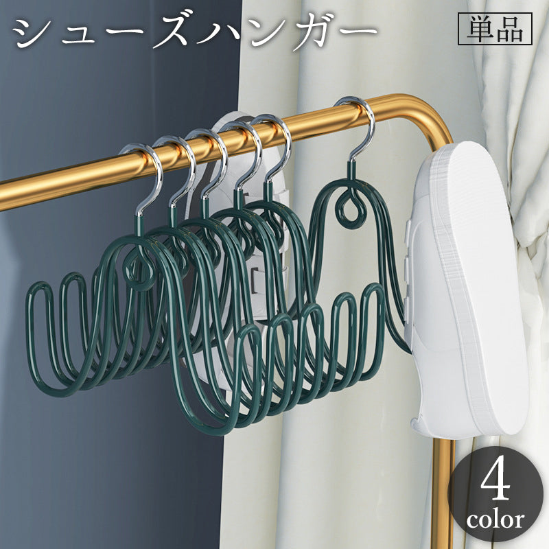 シューズハンガー フックハンガー 単品 物干し 靴掛け 吊り干し 乾燥 洗濯 1足 両足 折り畳み 水切り 靴 スリッパ 帽子 靴下 洗濯用品 便利