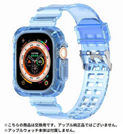 腕時計ベルト バンド ケース一体型 アップルウォッチ用 Apple Watch 交換用 クリア 透明 スケルトン 38 40 41 42 44 45 49mm
