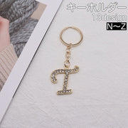 キーホルダー レディース キーリング バックチャーム アルファベット イニシャル ラインストーン チャーム 英字 文字 おしゃれ 可愛い キラキラ