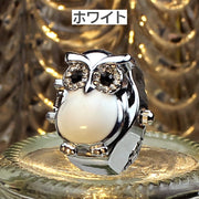 リングウォッチ 指輪時計 指時計 アナログ フリーサイズ 伸縮性 レディース 女性 アクセサリー 蓋付き 開閉式 丸型 ラウンドウォッチ フクロウ ラインストーン お洒落 可愛い プレゼント ギフト 贈り物 婦人用